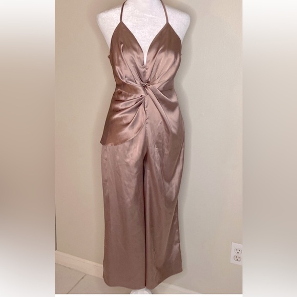 ANTHROPOLOGIE ASOS HEATHER ROSE KNOTTED TWIST FRONT BACKLESS JUMPSUIT - Size 4 - Picture 3 of 11